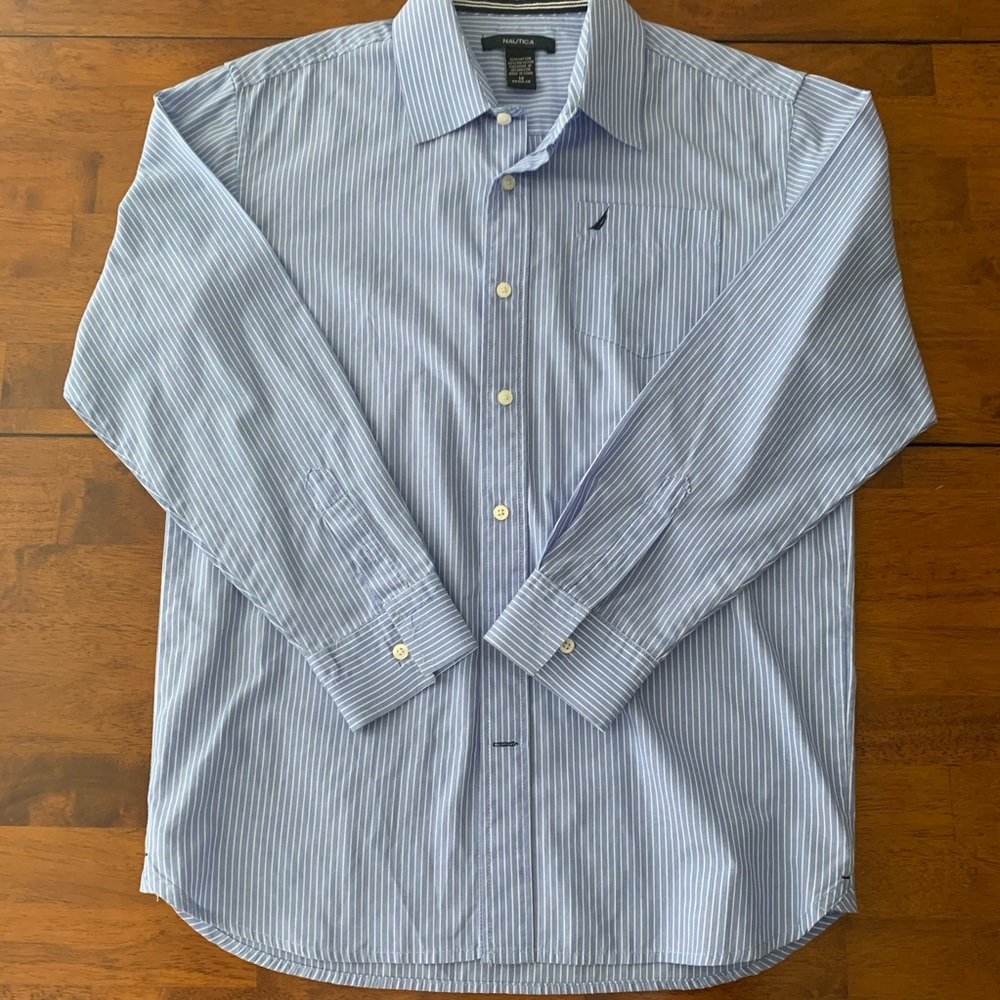 Boy's Nautica Button Down Dress Shirt, 14 Reg.